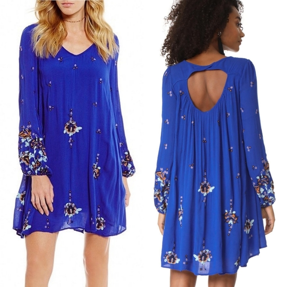 FREE PEOPLE Oxford Embroidered Swing Dress Sz XS - Picture 2 of 16